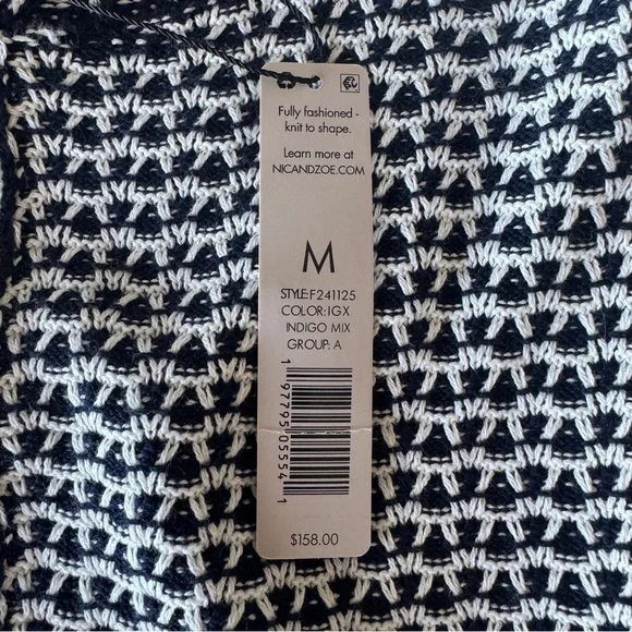 NWT NIC+ZOE Easy Tuck Stitch Pullover Sweater Split Neck Blue Size Medium - Picture 8 of 10